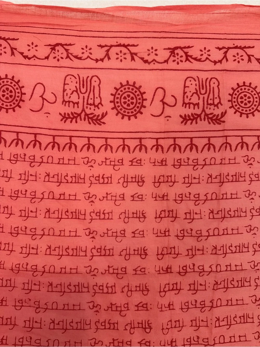 Cotton Meditation Yoga Prayer Shawl with Om Mantra Print in Pink Rose